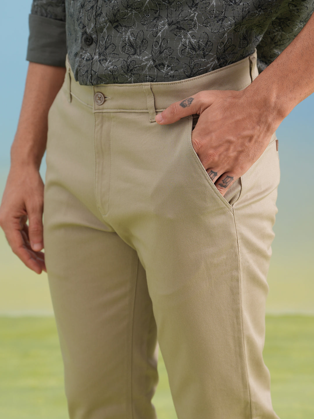 Contemporary Straight Dobby Trousers