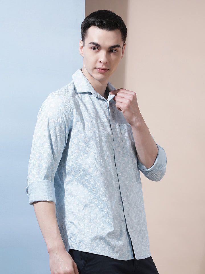 Blue Floral Print Shirt