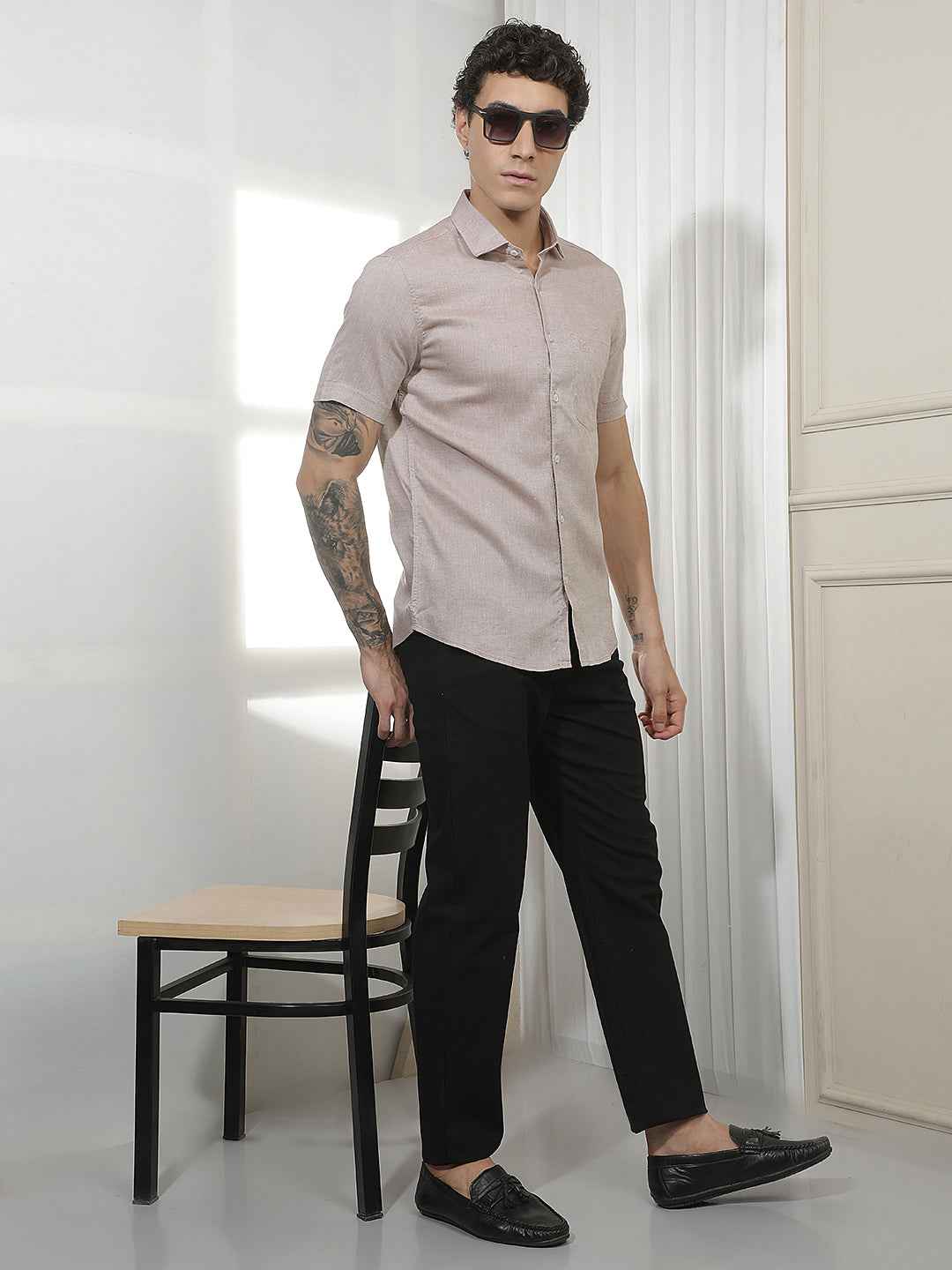 Classic Brown Casual Linen Shirt