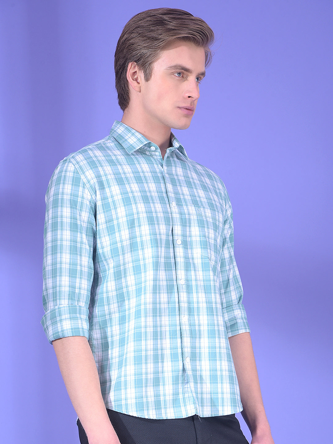 Blue Checked 100% Cotton Shirt