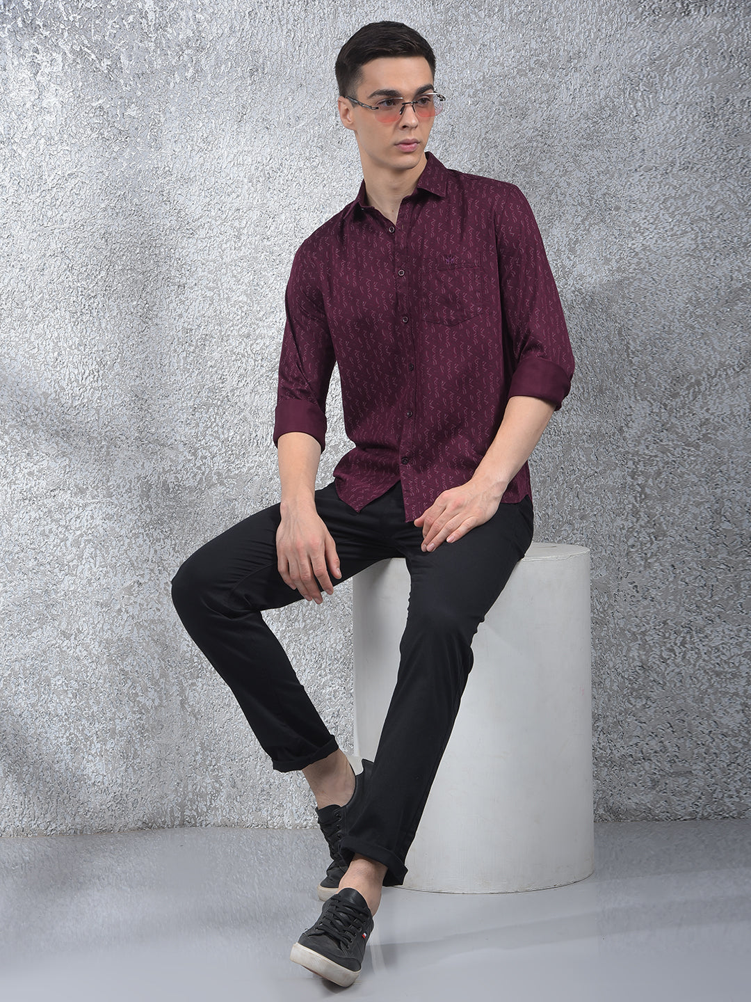Maroon Printed Shirt