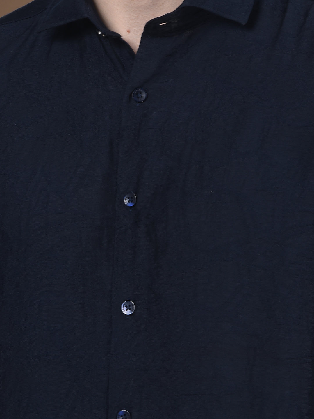 Navy Blue Jacquard Shirt