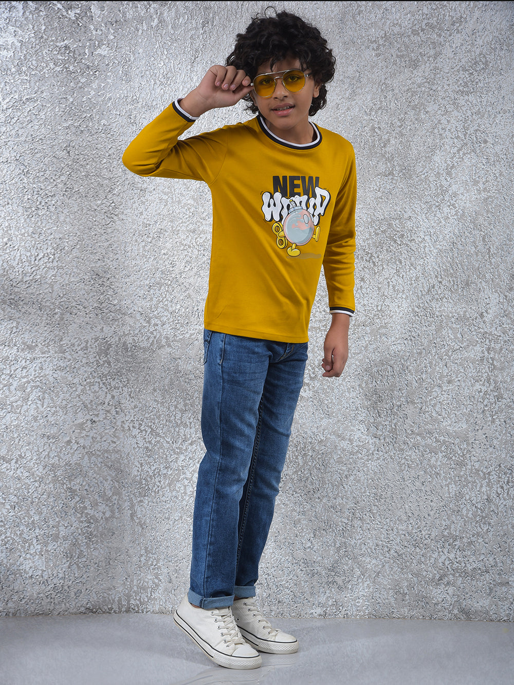 Yellow Typographic Print 100% Cotton T-Shirt