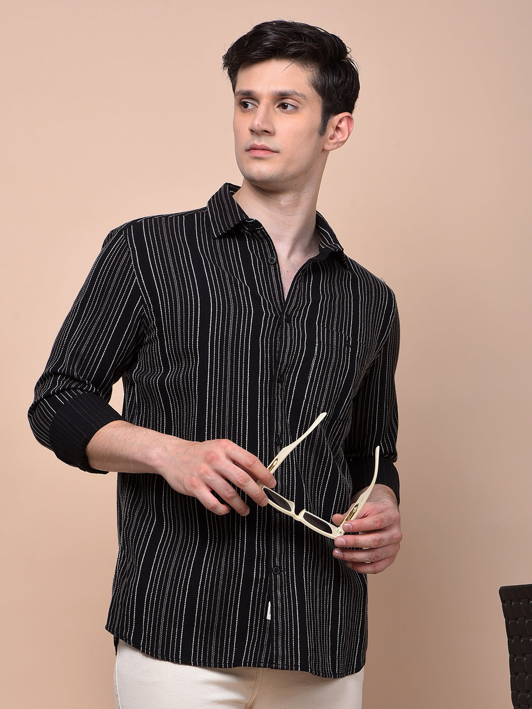 Black Vertical Stripes 100% Cotton Shirt