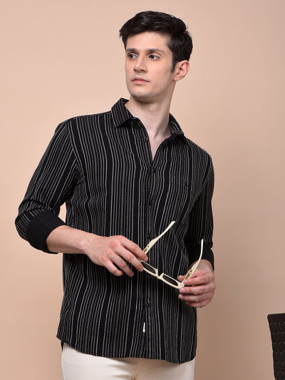 Black Vertical Stripes 100% Cotton Shirt