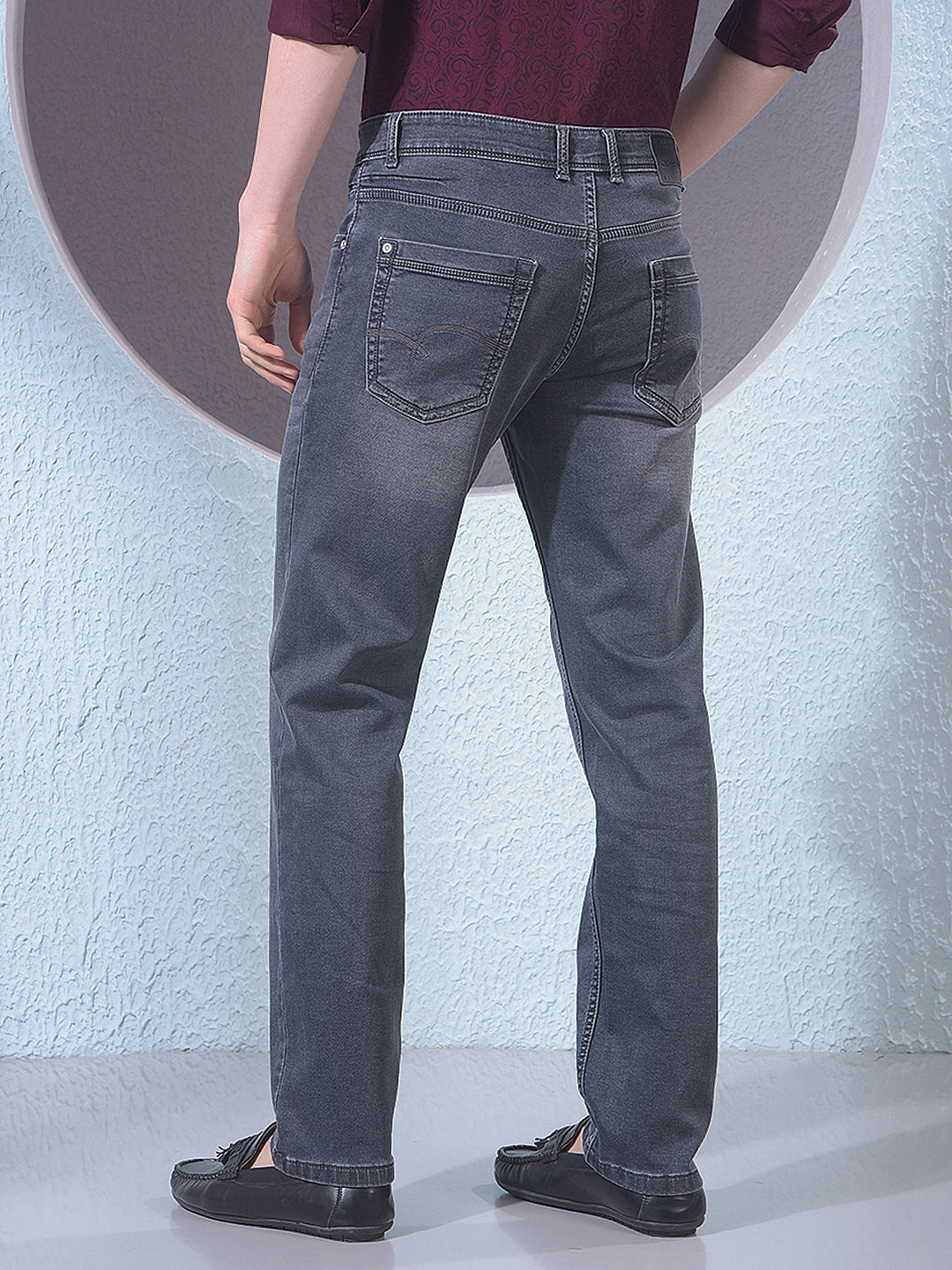 Stone Grey Classic Straight Jeans