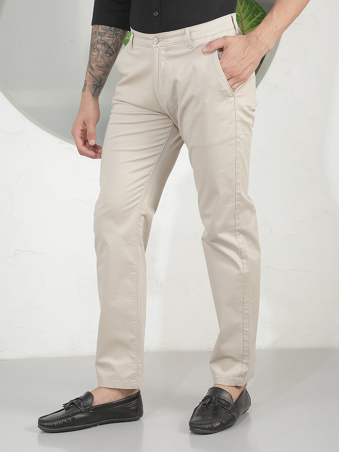 Classic Biscotti Beige Straight Trousers