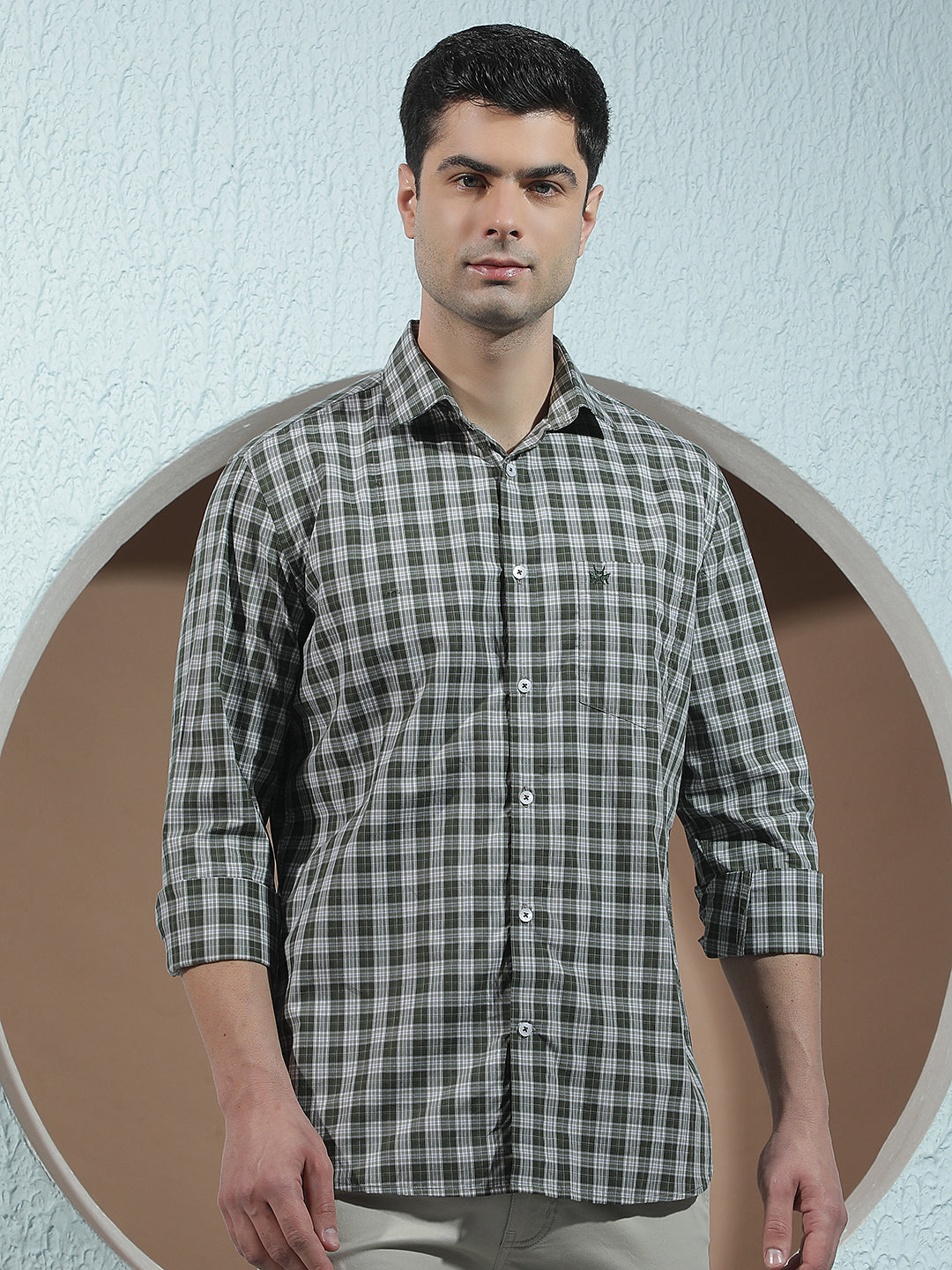 Green 100% Cotton Checked Shirt