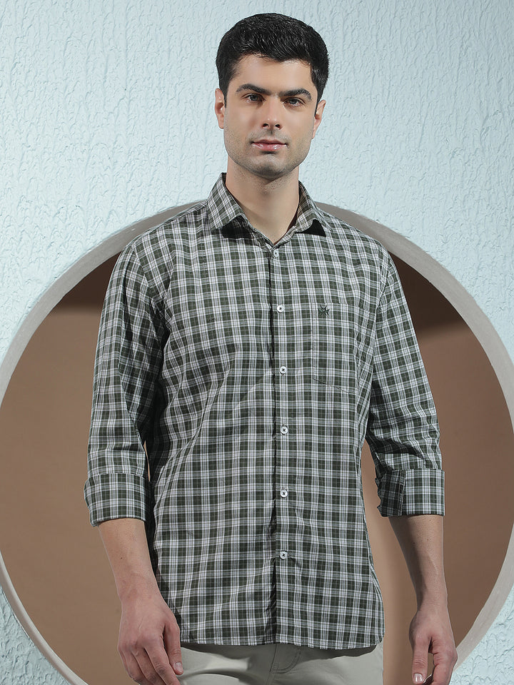 Green 100% Cotton Checked Shirt