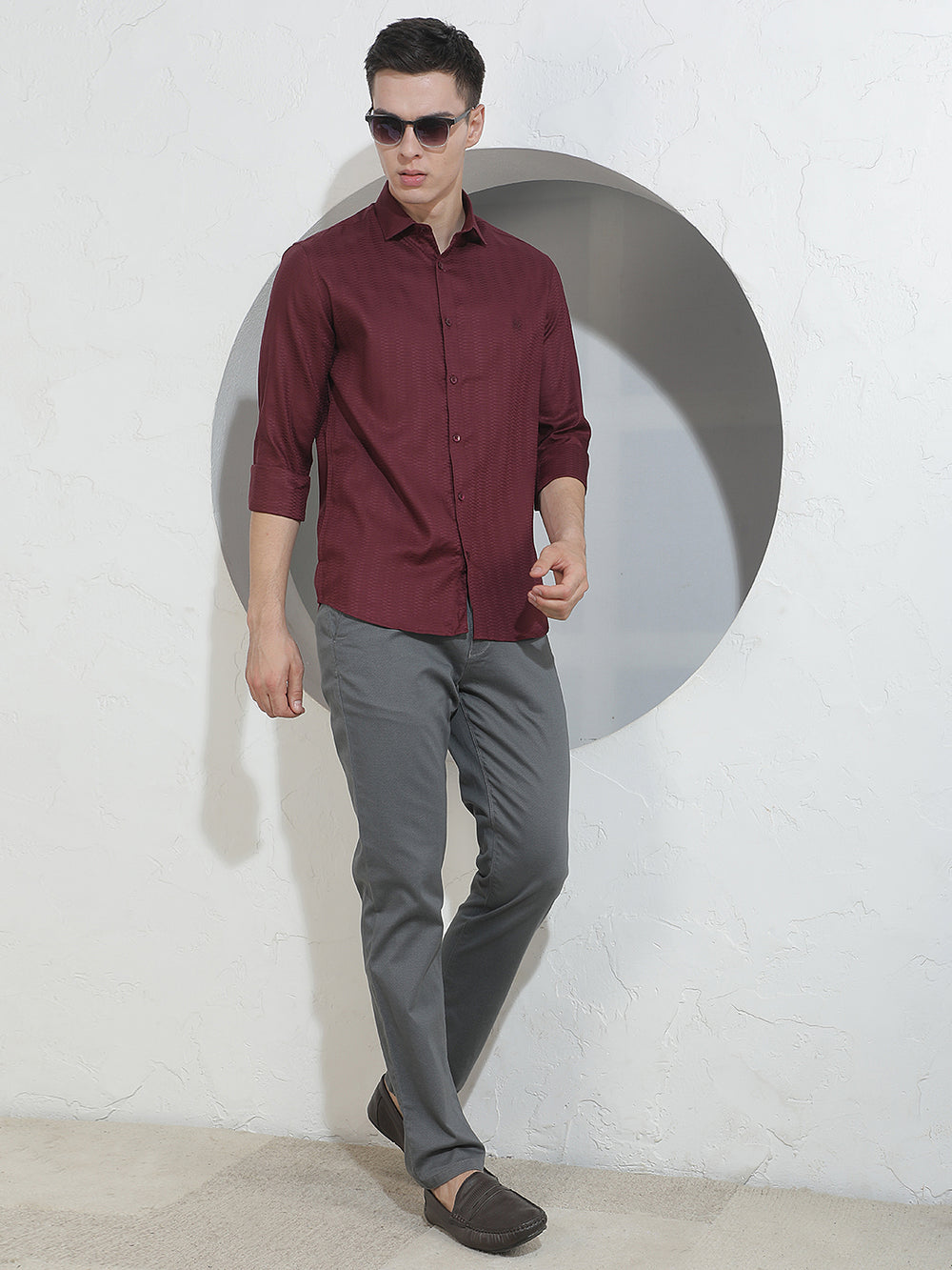Relaxed Charcoal Grey Printed Trousers