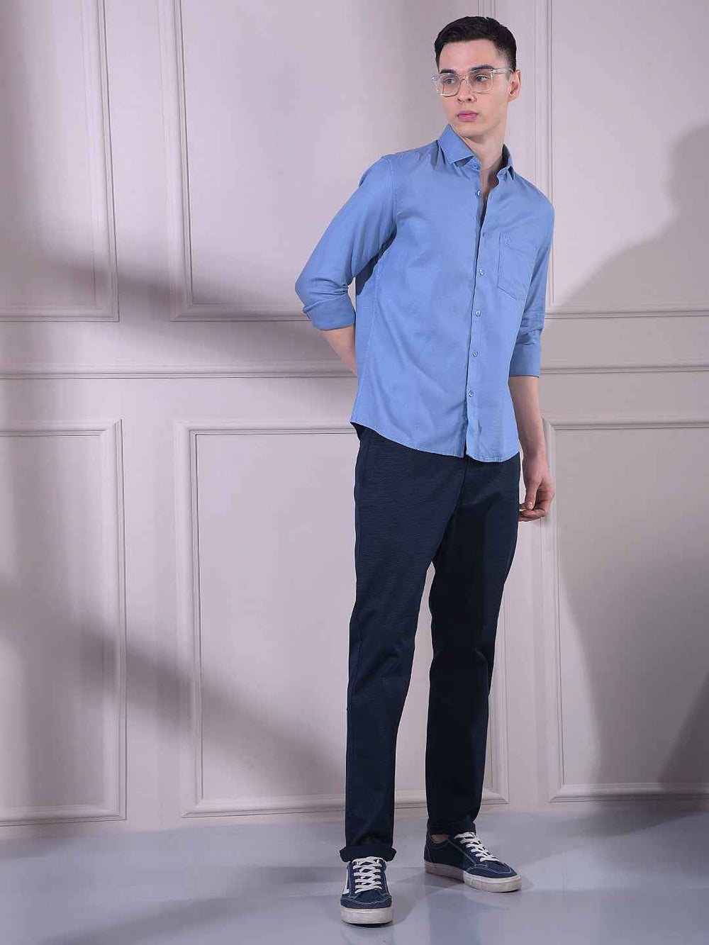 Sky Blue Soft Cotton Blended Shirt