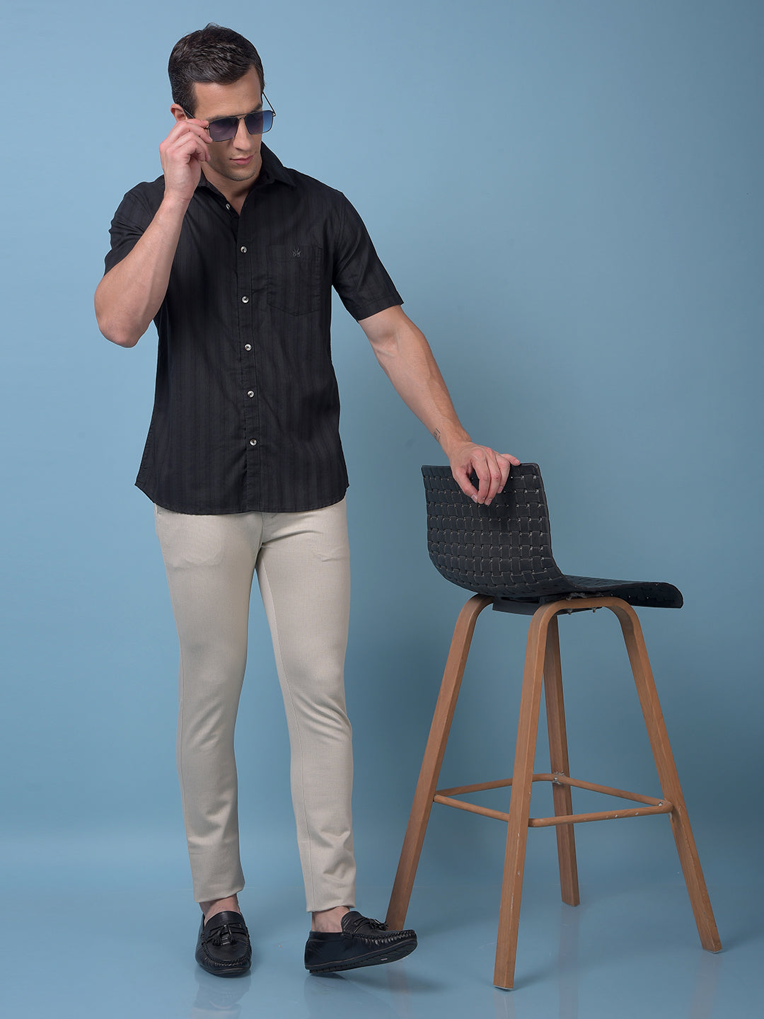 Black Vertical Stripes 100% Cotton Shirt