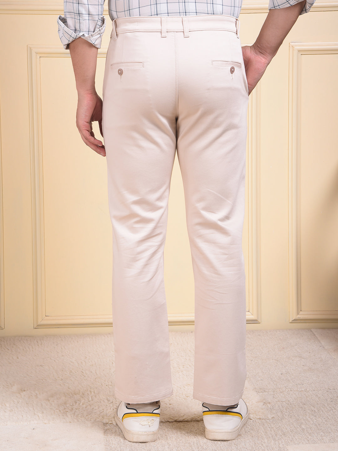 Beige Straight Trousers
