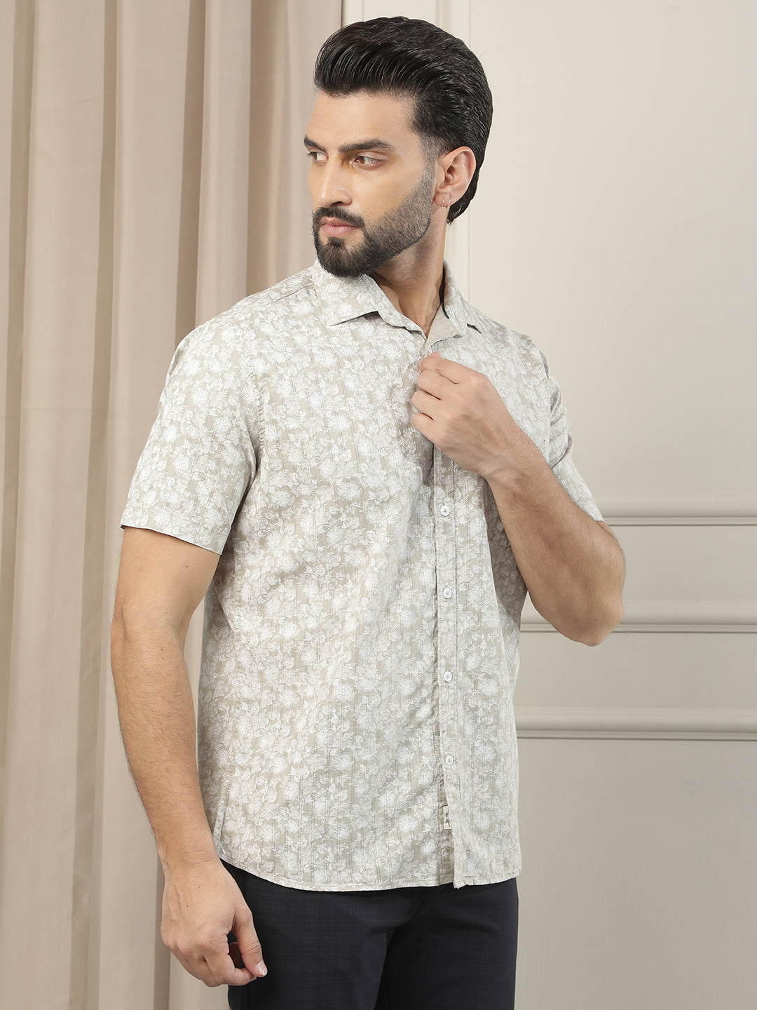 Green Floral Print Shirt