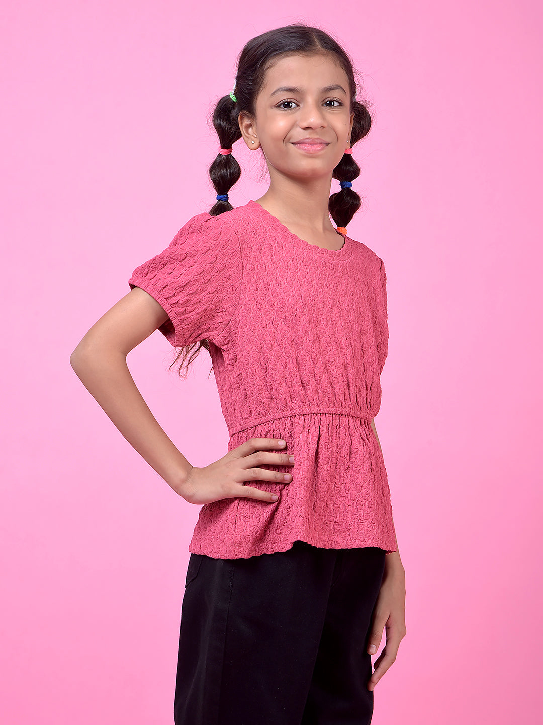 Pink Printed Peplum Top