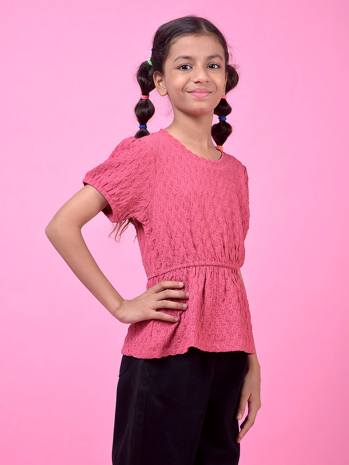 Pink Printed Peplum Top