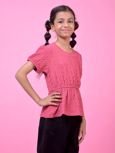 Pink Printed Peplum Top