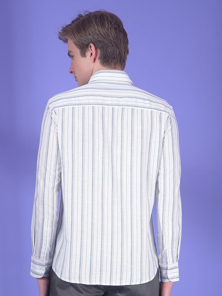 White Vertical Stripes 100% Cotton Shirt