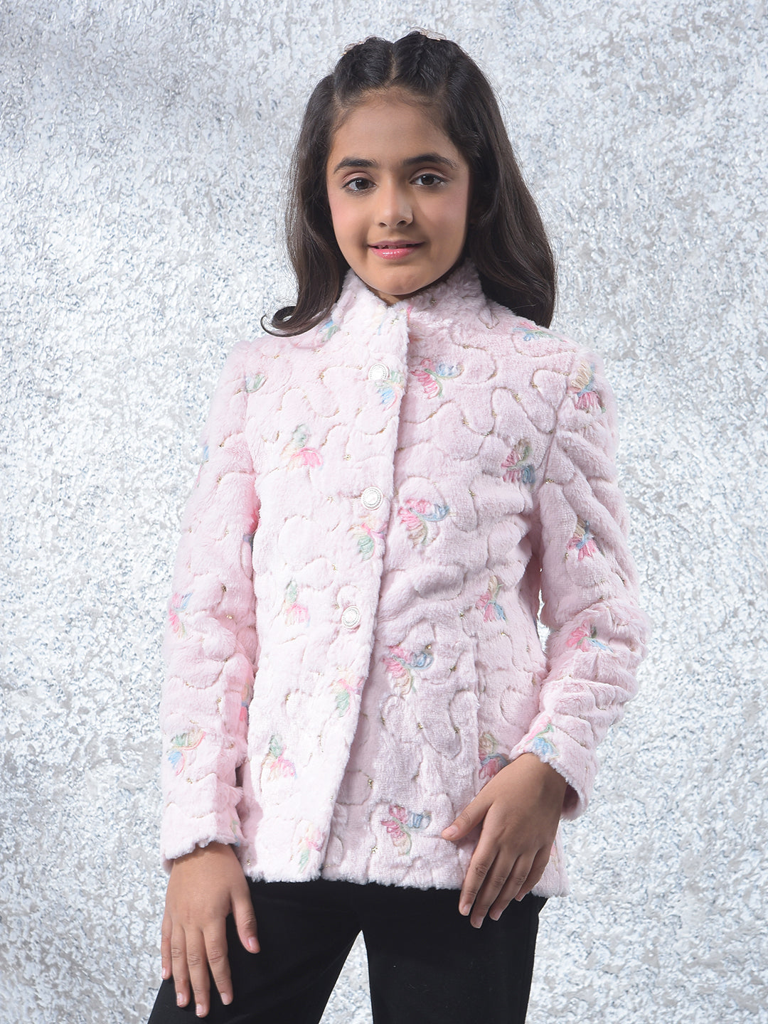 Blush Pink Cozy Embroidered Coat