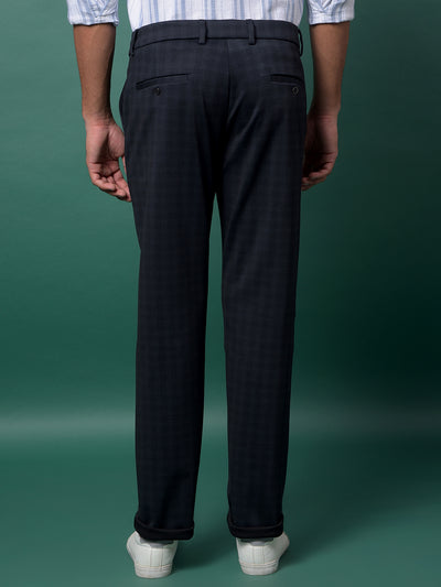 Navy Blue Checked Trousers