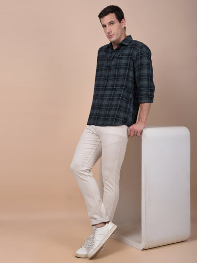 Green Checked 100% Cotton Shirt