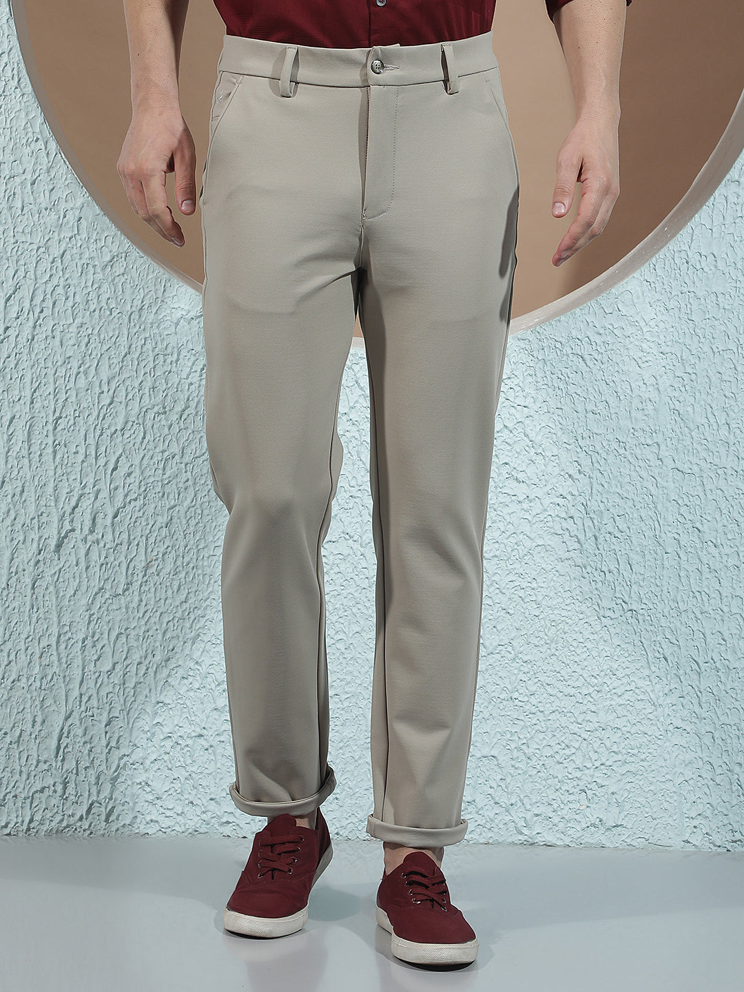 Relaxed Oatmeal Beige Knitted Trousers