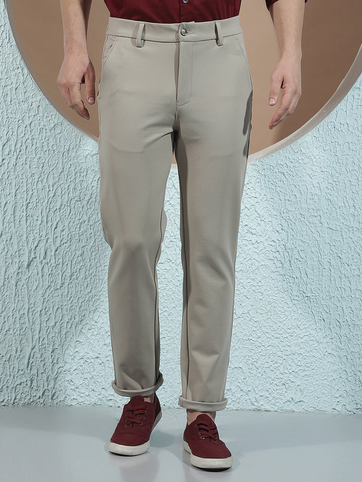 Relaxed Oatmeal Beige Knitted Trousers