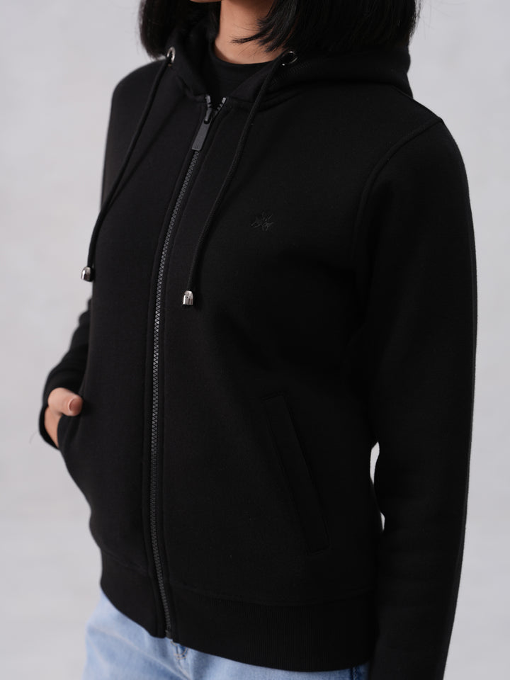 Black Hooded Neck Sweatshirt