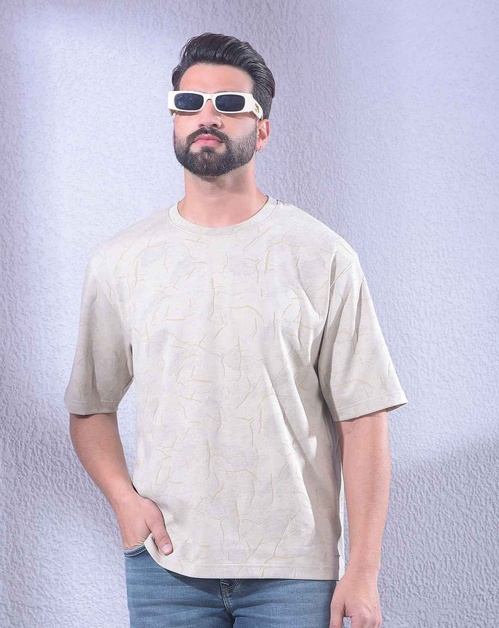 Beige Jacquard T-Shirt