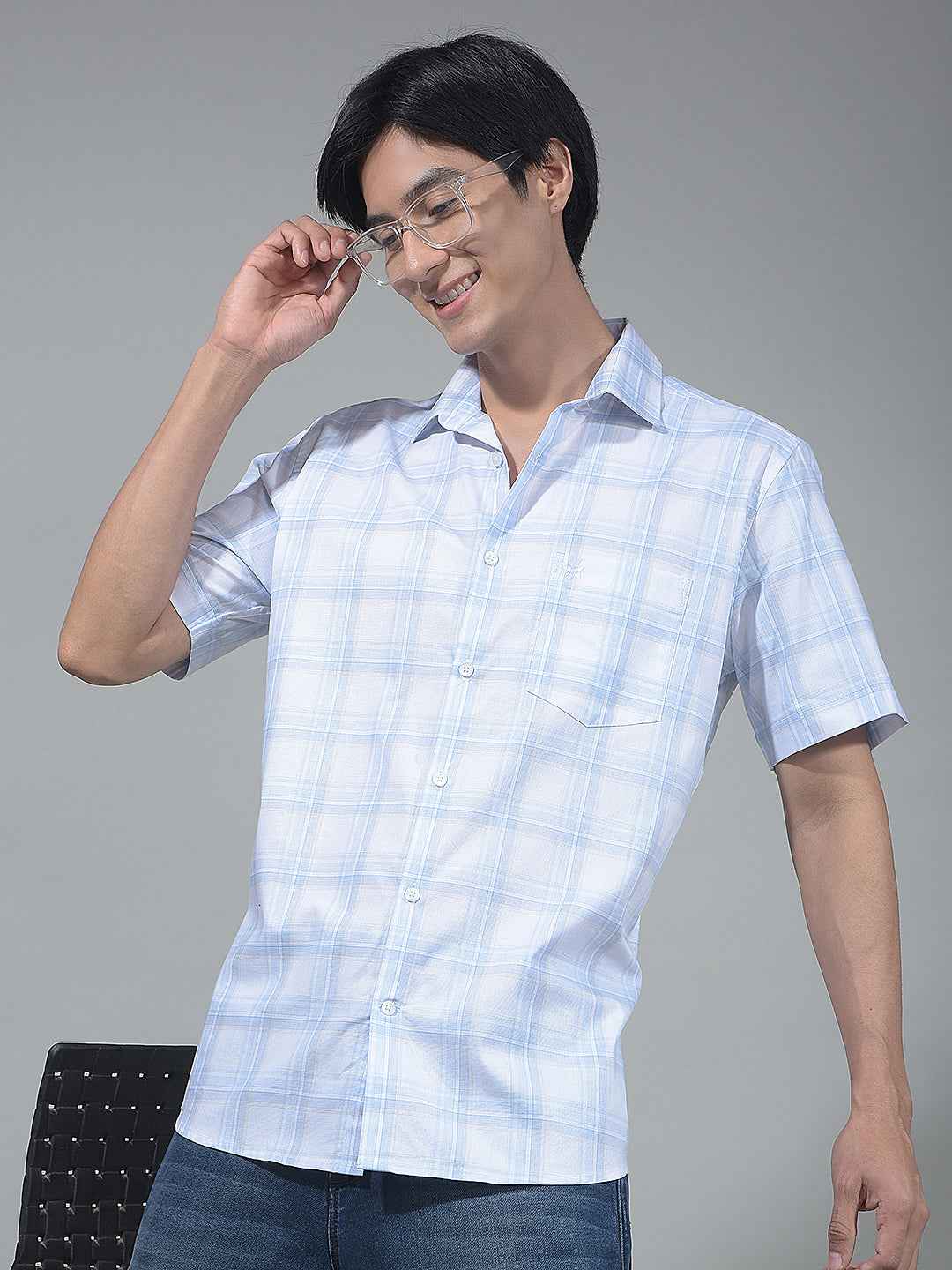 Blue Checked 100% Cotton Shirt