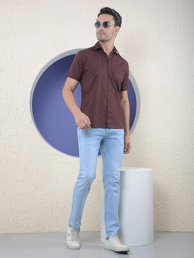 Russet Bloom Printed Maroon Shirt