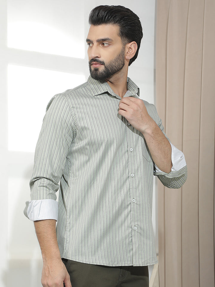 Green Vertical Stripes Shirt