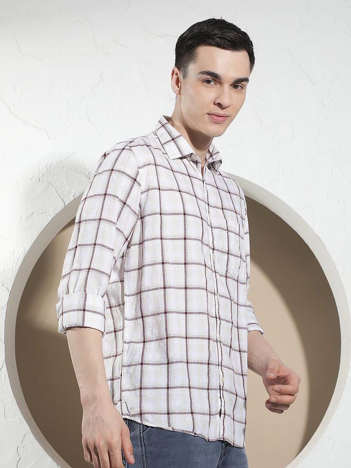 Purple Checked Linen Shirt