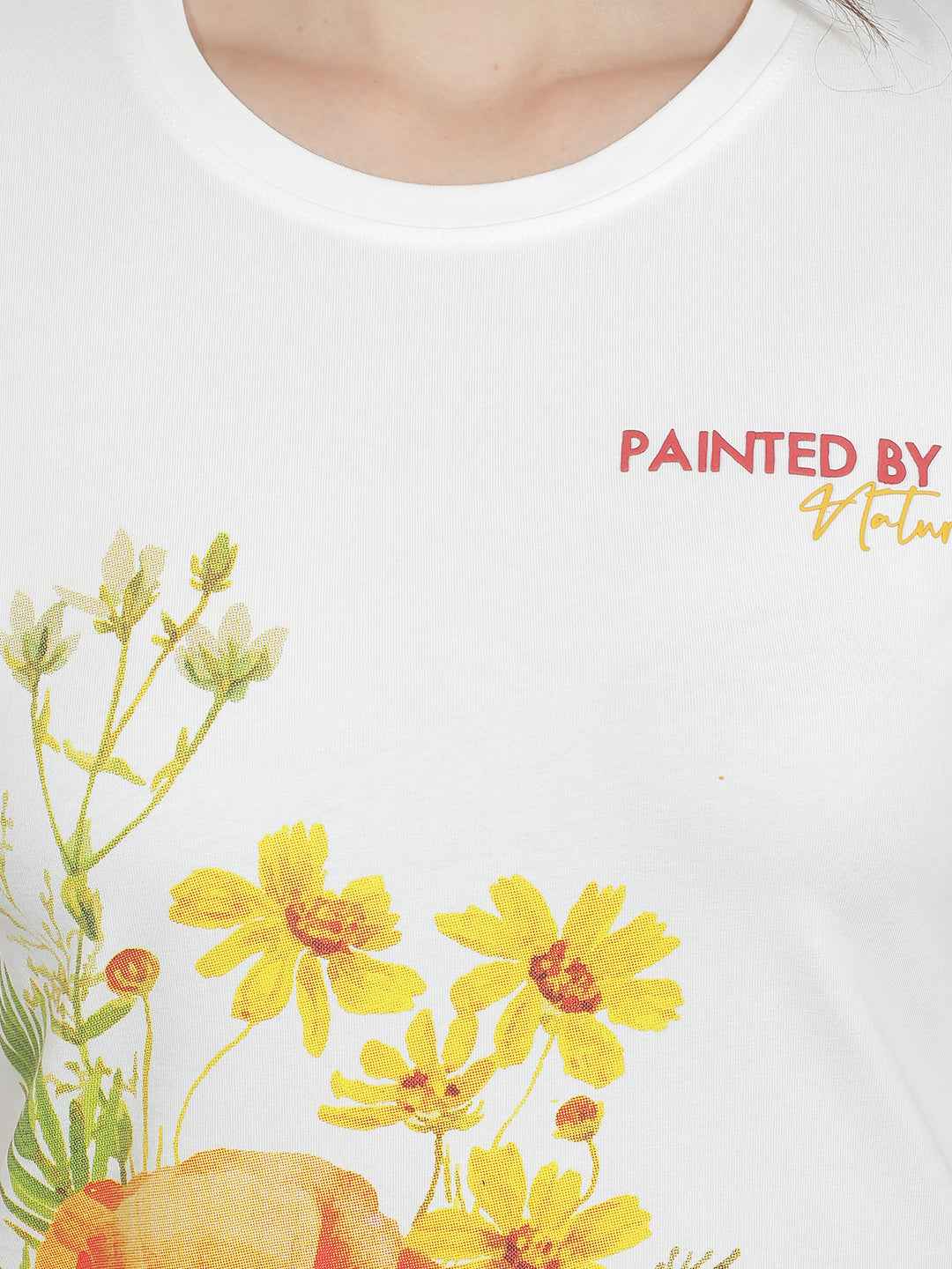 Off White Floral Printed T-Shirt