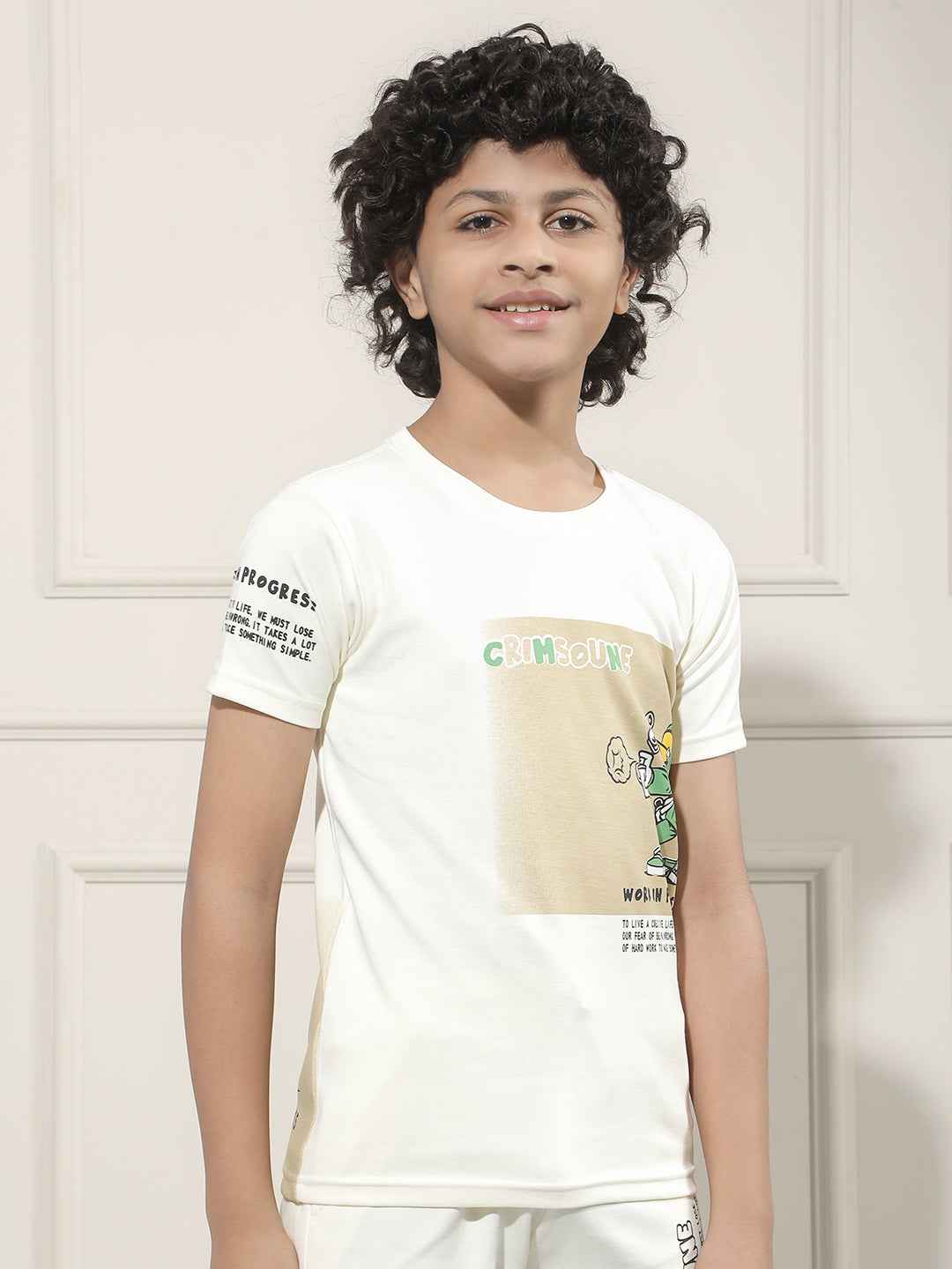 Cream Graphic Print T-Shirt
