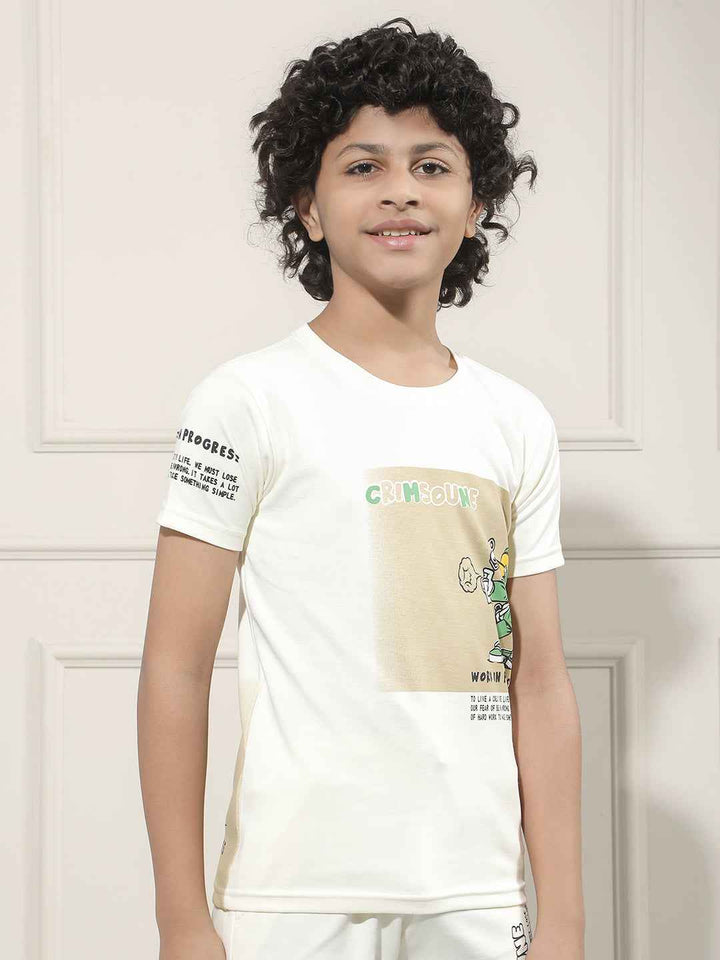 Cream Graphic Print T-Shirt