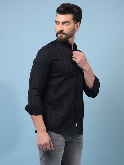 Black Embroidered 100% Cotton Shirt