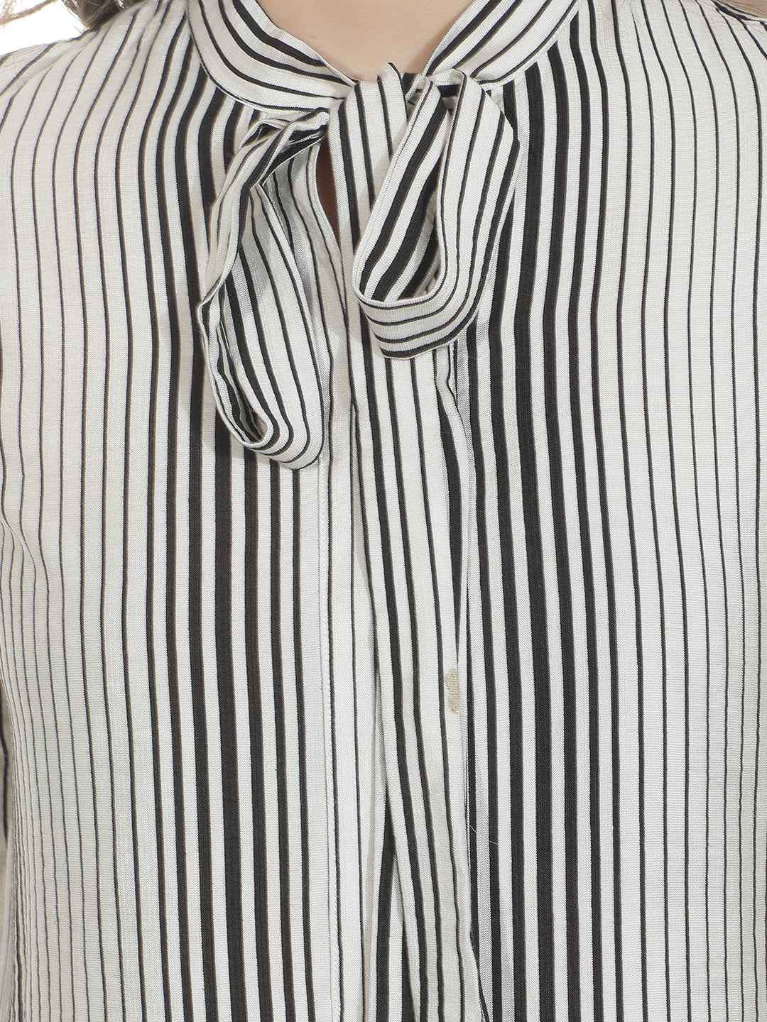 Off White Vertical Striped Top