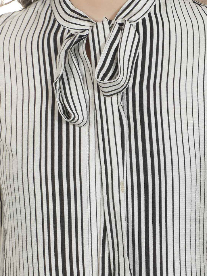 Off White Vertical Striped Top