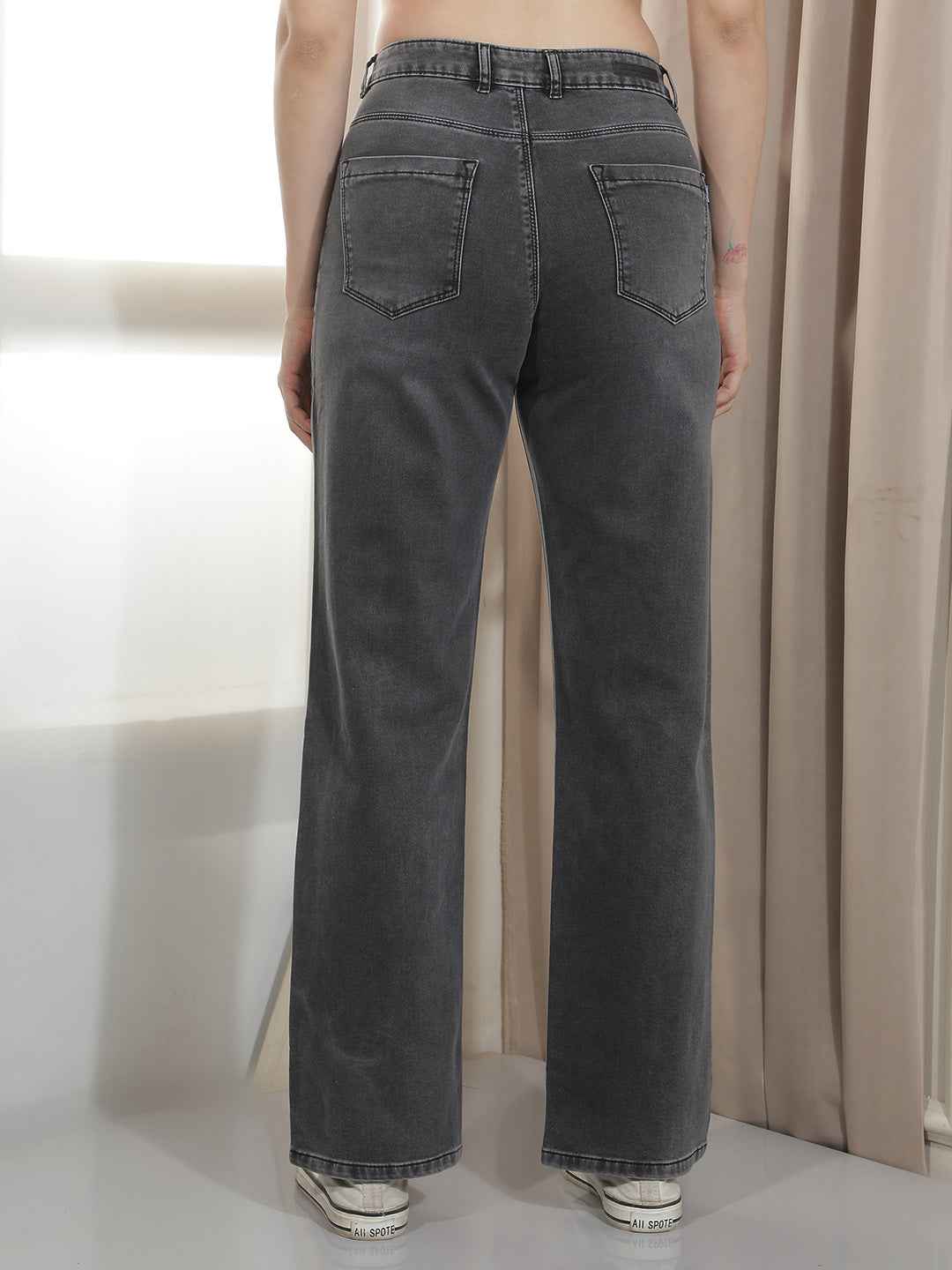 Sleek Grey Straight Jeans