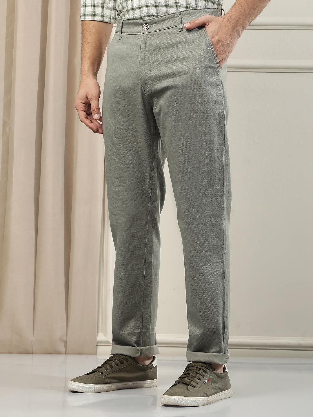 Sage Green Printed Trousers