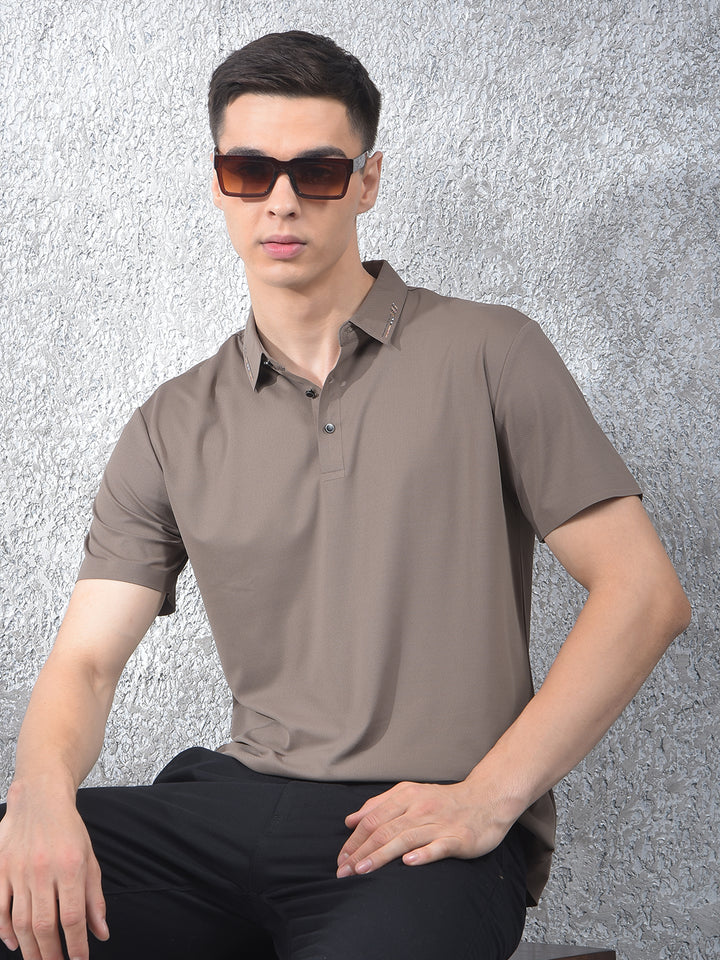 Style Detailing Grey Polo Neck T-Shirt