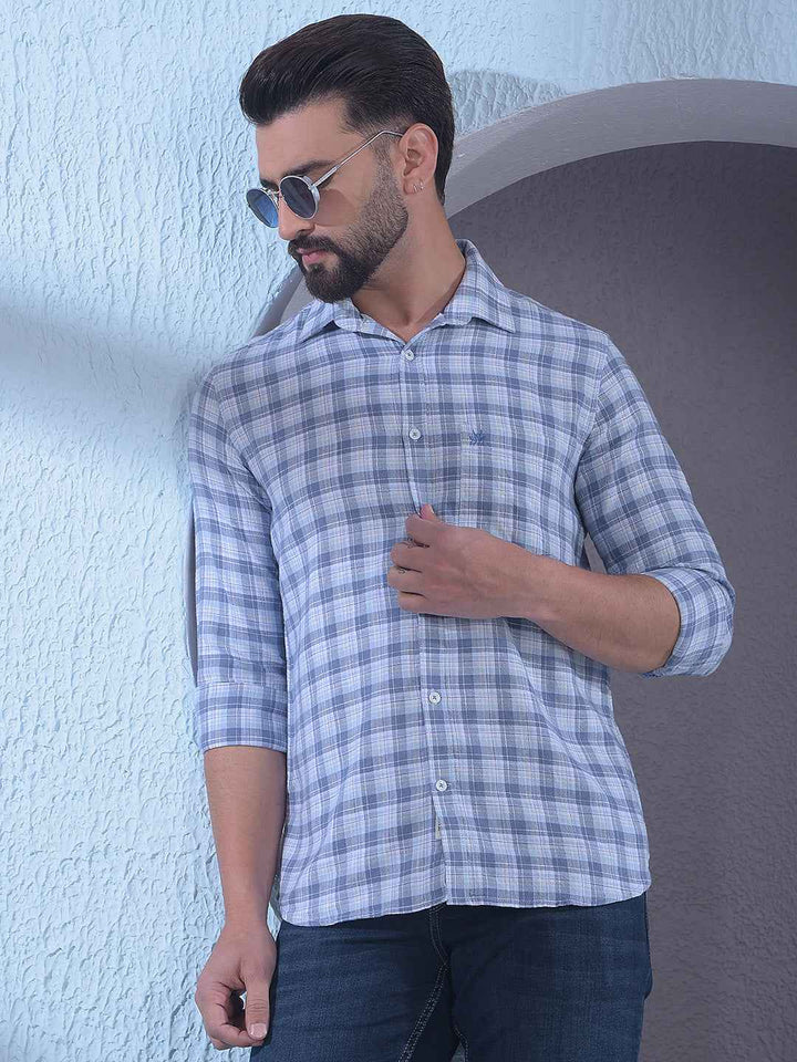 Blue Checked 100% Cotton Shirt