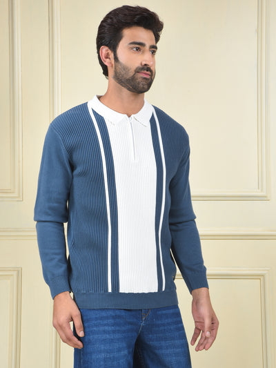 Blue Vertical Stripes 100% Cotton T-Shirt