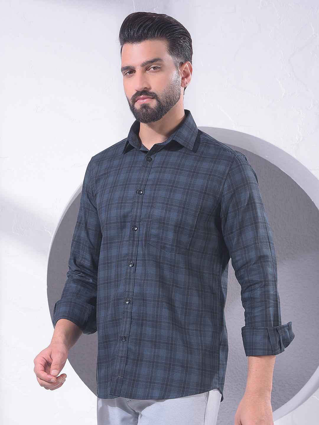Green Checked 100% Cotton Shirt