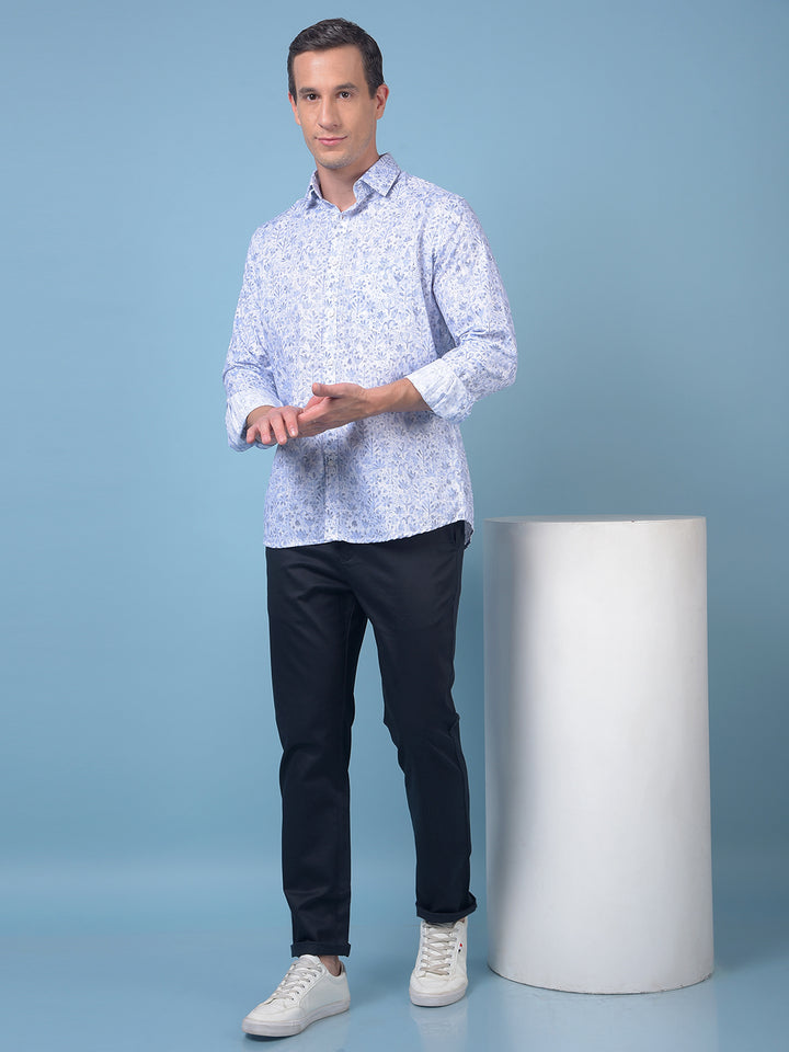 Blue Floral Print Shirt