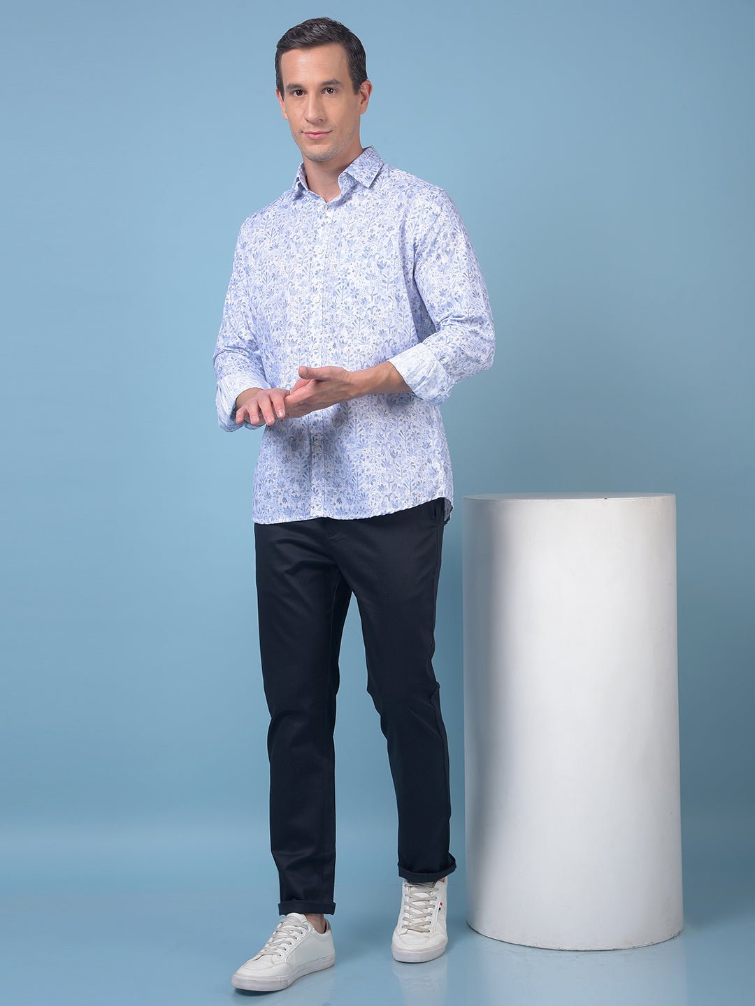 Blue Floral Print Shirt