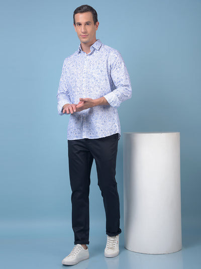 Blue Floral Print Shirt