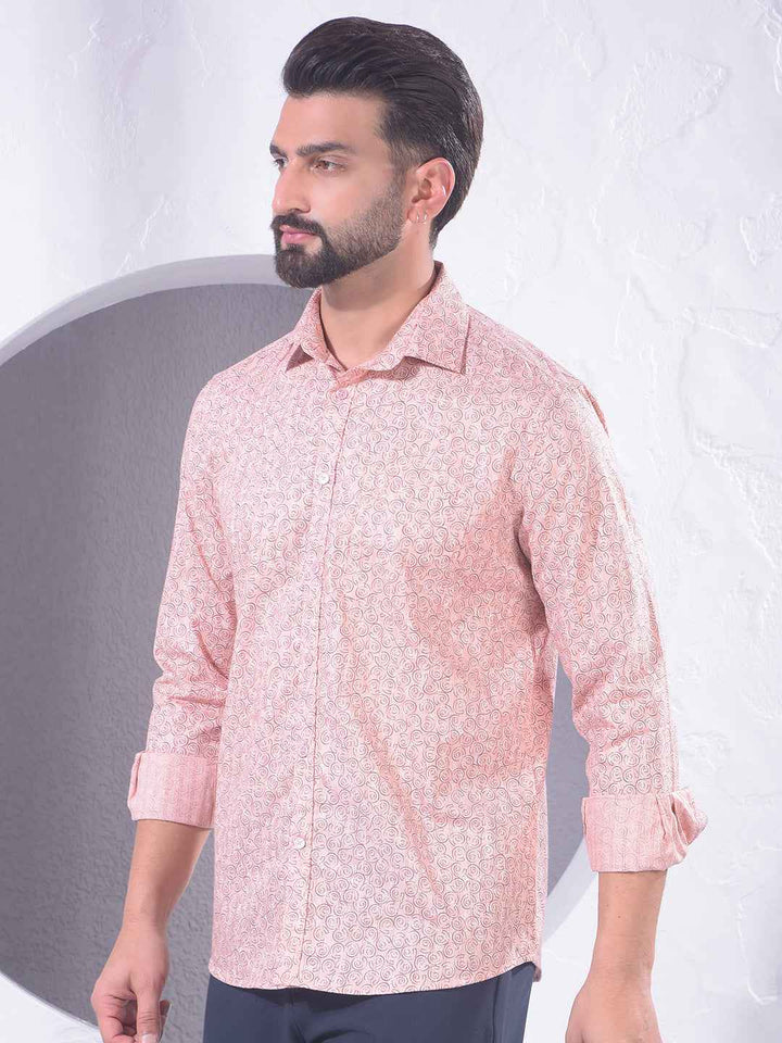 Peach Geometric Print Shirt