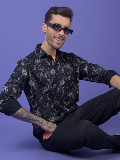 Black Floral Print Shirt